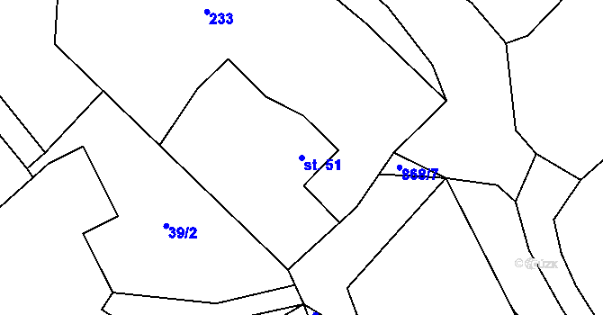 Parcela st. 51 v KÚ Radimovice u Všerub, Katastrální mapa