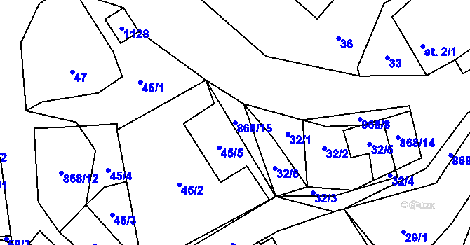 Parcela st. 868/15 v KÚ Radimovice u Všerub, Katastrální mapa