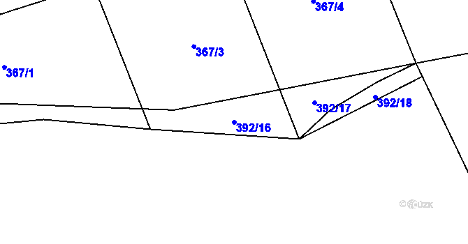 Parcela st. 392/16 v KÚ Radimovice u Všerub, Katastrální mapa