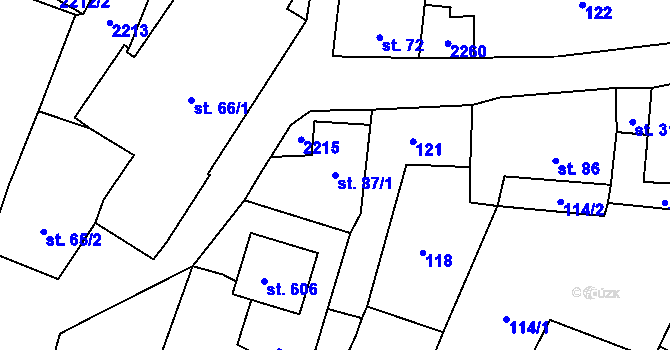 Parcela st. 87/1 v KÚ Všeruby u Plzně, Katastrální mapa