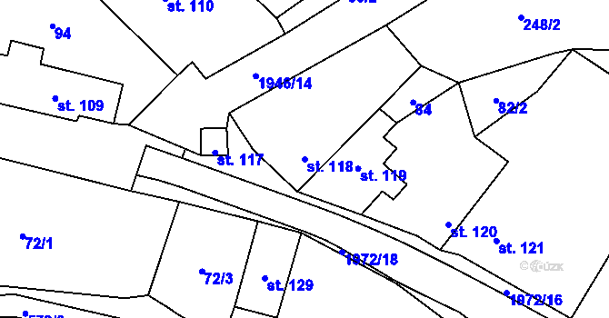 Parcela st. 118 v KÚ Všeruby u Plzně, Katastrální mapa