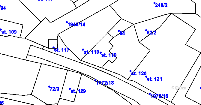 Parcela st. 119 v KÚ Všeruby u Plzně, Katastrální mapa