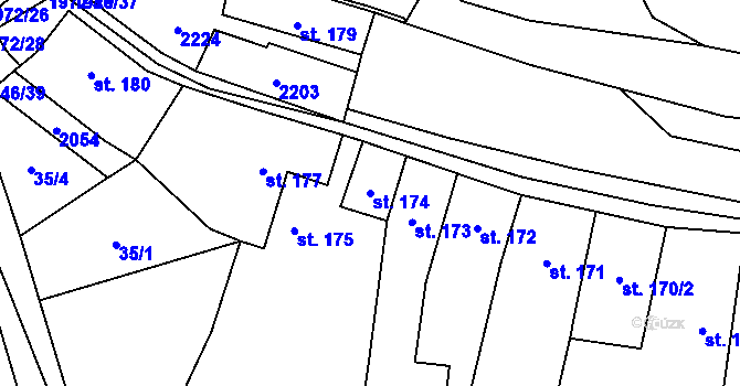 Parcela st. 174 v KÚ Všeruby u Plzně, Katastrální mapa