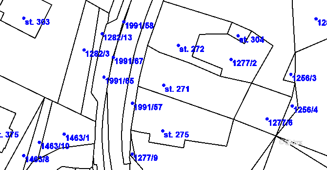 Parcela st. 271 v KÚ Všeruby u Plzně, Katastrální mapa