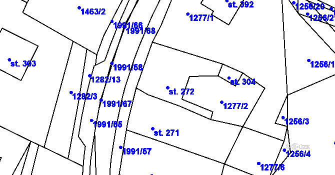Parcela st. 272 v KÚ Všeruby u Plzně, Katastrální mapa