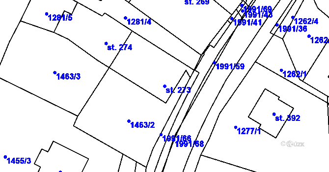 Parcela st. 273 v KÚ Všeruby u Plzně, Katastrální mapa