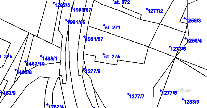 Parcela st. 275 v KÚ Všeruby u Plzně, Katastrální mapa