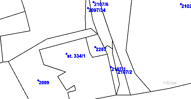 Parcela st. 334/2 v KÚ Všeruby u Plzně, Katastrální mapa