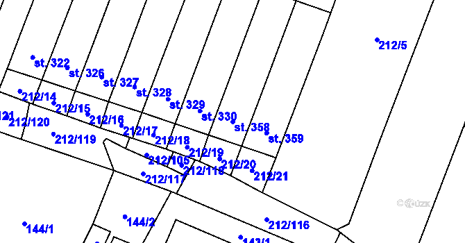 Parcela st. 358 v KÚ Všeruby u Plzně, Katastrální mapa