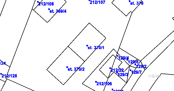 Parcela st. 370/1 v KÚ Všeruby u Plzně, Katastrální mapa