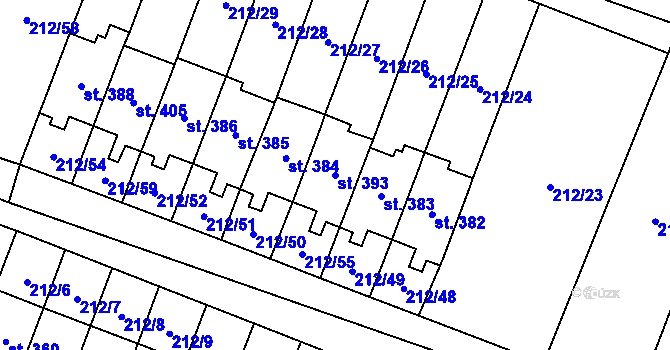 Parcela st. 393 v KÚ Všeruby u Plzně, Katastrální mapa