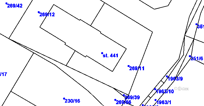 Parcela st. 441 v KÚ Všeruby u Plzně, Katastrální mapa