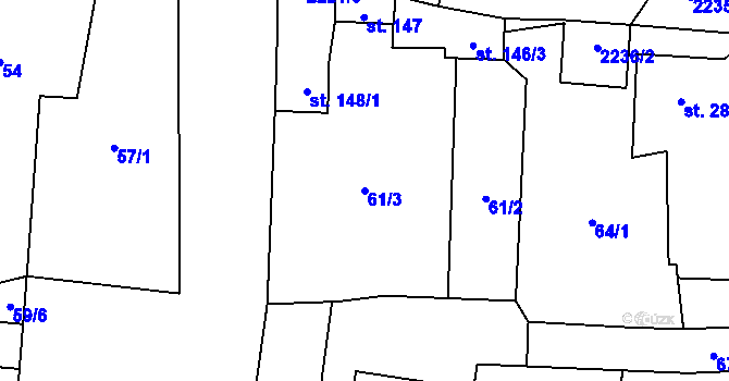 Parcela st. 61/3 v KÚ Všeruby u Plzně, Katastrální mapa