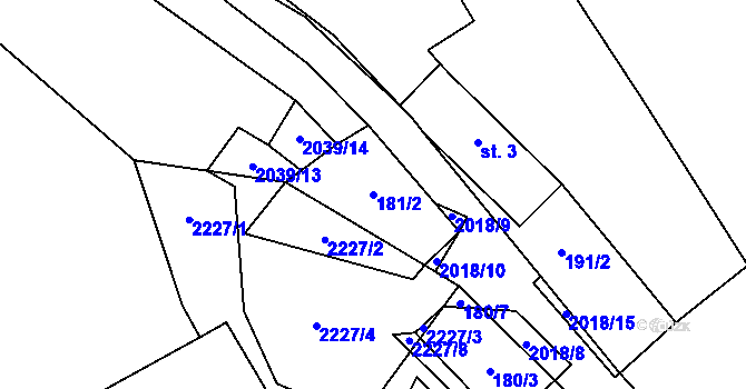 Parcela st. 181/2 v KÚ Všeruby u Plzně, Katastrální mapa