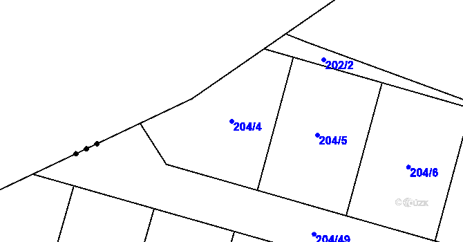 Parcela st. 204/4 v KÚ Všeruby u Plzně, Katastrální mapa