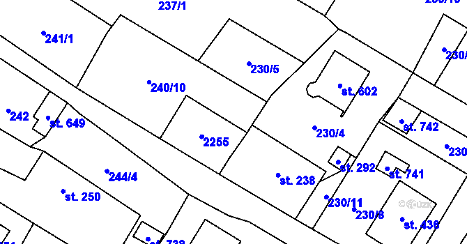 Parcela st. 240/7 v KÚ Všeruby u Plzně, Katastrální mapa