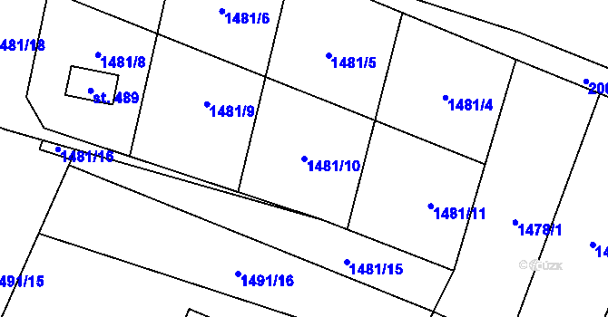 Parcela st. 1481/10 v KÚ Všeruby u Plzně, Katastrální mapa