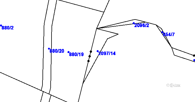Parcela st. 2097/14 v KÚ Všeruby u Plzně, Katastrální mapa