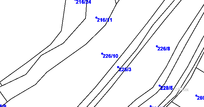 Parcela st. 226/10 v KÚ Všeruby u Plzně, Katastrální mapa