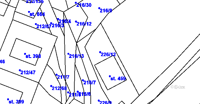 Parcela st. 226/12 v KÚ Všeruby u Plzně, Katastrální mapa