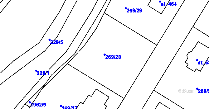 Parcela st. 269/28 v KÚ Všeruby u Plzně, Katastrální mapa