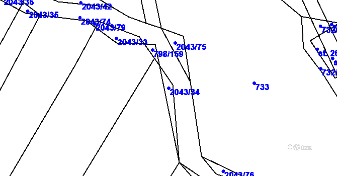 Parcela st. 2043/34 v KÚ Všeruby u Plzně, Katastrální mapa