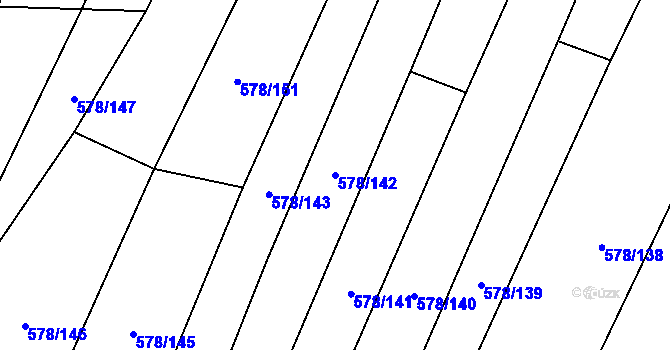 Parcela st. 578/142 v KÚ Všeruby u Plzně, Katastrální mapa
