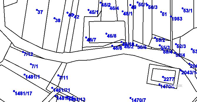 Parcela st. 2043/145 v KÚ Všeruby u Plzně, Katastrální mapa