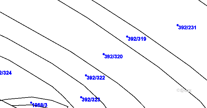 Parcela st. 392/320 v KÚ Všeruby u Plzně, Katastrální mapa