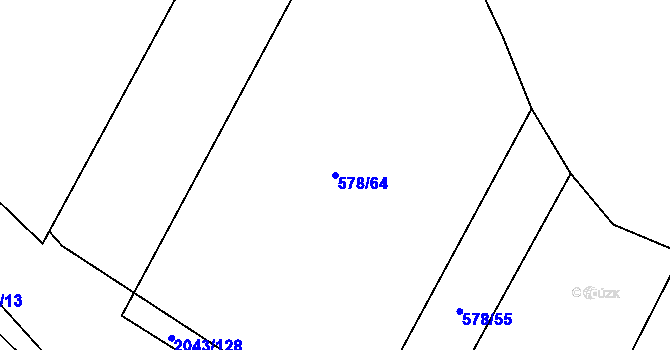 Parcela st. 578/64 v KÚ Všeruby u Plzně, Katastrální mapa