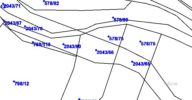 Parcela st. 2043/66 v KÚ Všeruby u Plzně, Katastrální mapa