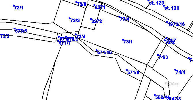 Parcela st. 571/10 v KÚ Všeruby u Plzně, Katastrální mapa