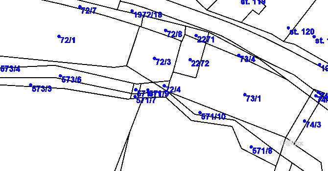 Parcela st. 72/4 v KÚ Všeruby u Plzně, Katastrální mapa