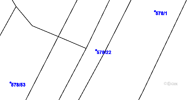 Parcela st. 578/22 v KÚ Všeruby u Plzně, Katastrální mapa
