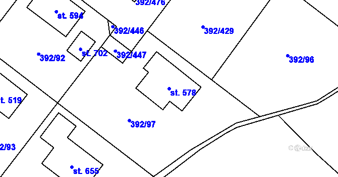 Parcela st. 578 v KÚ Všeruby u Plzně, Katastrální mapa