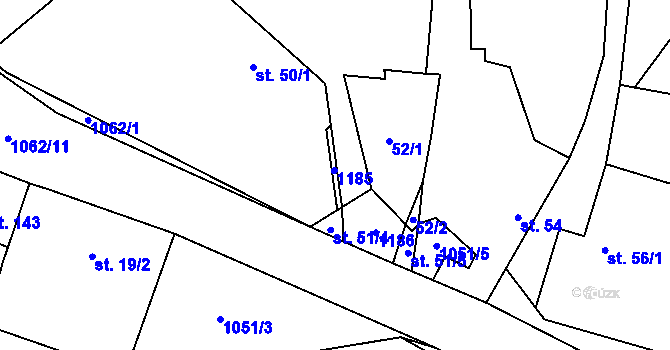 Parcela st. 51/1 v KÚ Všestary u Říčan, Katastrální mapa