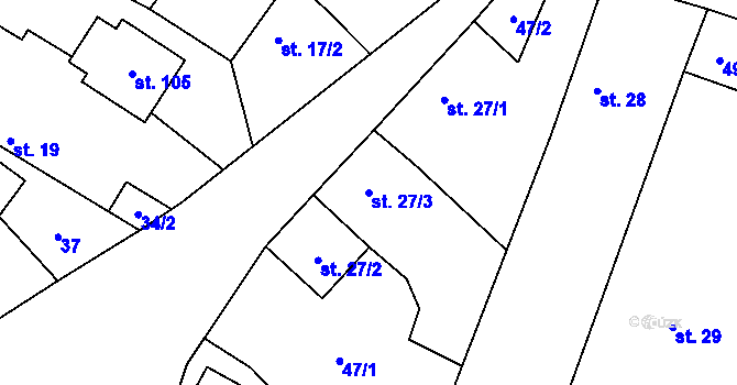 Parcela st. 27/3 v KÚ Bříza u Všestar, Katastrální mapa