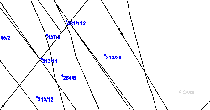 Parcela st. 313/28 v KÚ Bříza u Všestar, Katastrální mapa