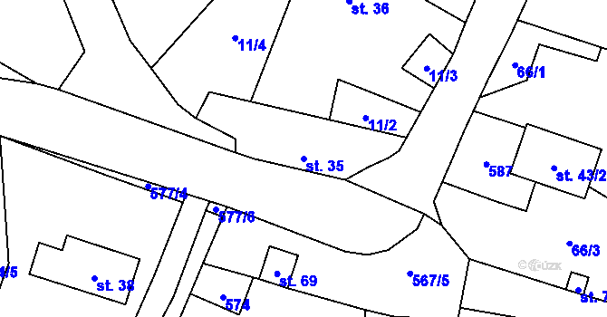 Parcela st. 35 v KÚ Rosnice u Všestar, Katastrální mapa
