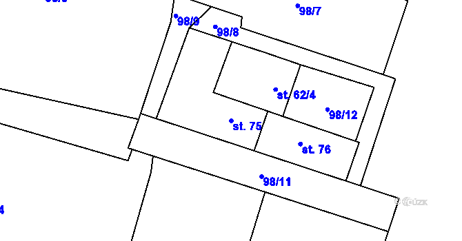 Parcela st. 75 v KÚ Rosnice u Všestar, Katastrální mapa