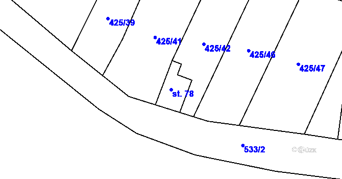 Parcela st. 78 v KÚ Rosnice u Všestar, Katastrální mapa