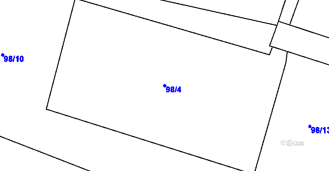 Parcela st. 98/4 v KÚ Rosnice u Všestar, Katastrální mapa