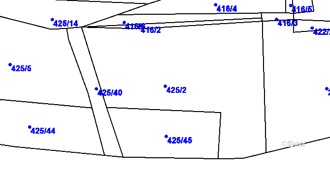 Parcela st. 425/2 v KÚ Rosnice u Všestar, Katastrální mapa