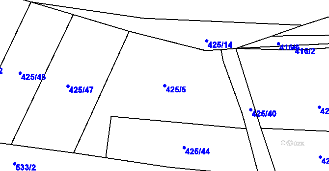 Parcela st. 425/5 v KÚ Rosnice u Všestar, Katastrální mapa