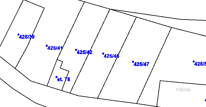 Parcela st. 425/46 v KÚ Rosnice u Všestar, Katastrální mapa