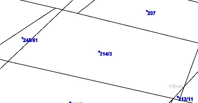 Parcela st. 214/3 v KÚ Rosnice u Všestar, Katastrální mapa
