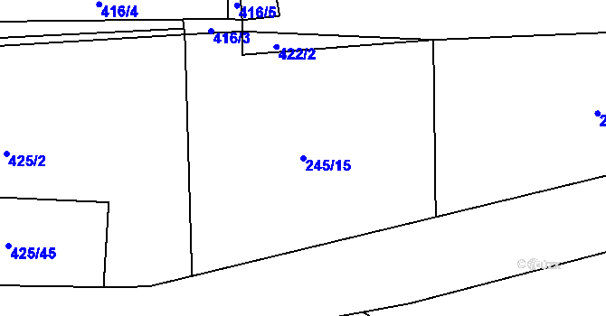 Parcela st. 245/15 v KÚ Rosnice u Všestar, Katastrální mapa