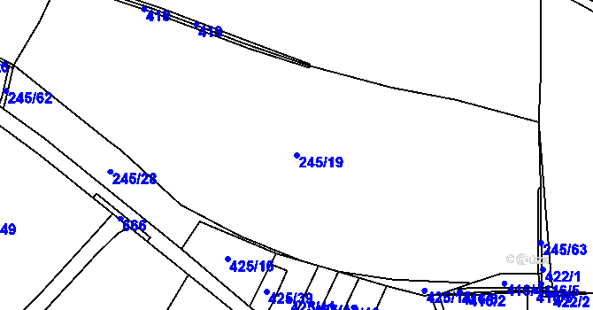 Parcela st. 245/19 v KÚ Rosnice u Všestar, Katastrální mapa