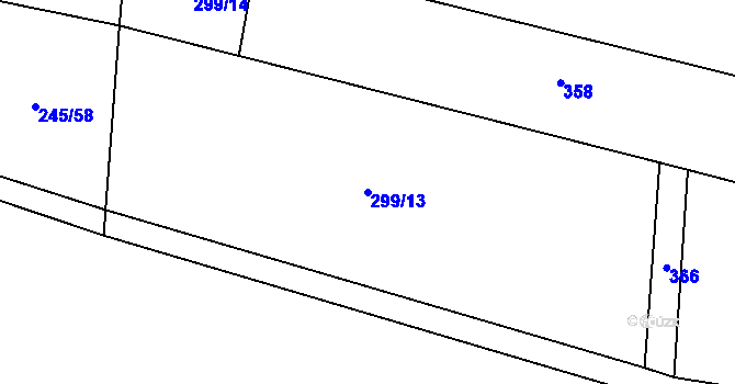 Parcela st. 299/13 v KÚ Rosnice u Všestar, Katastrální mapa