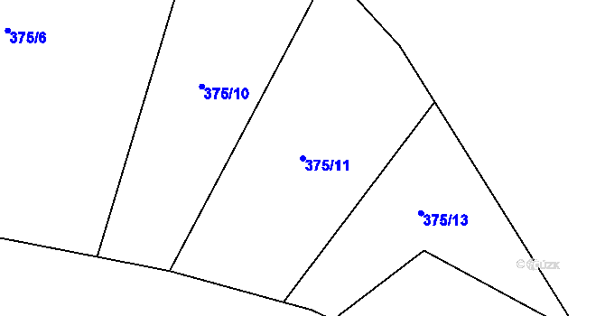 Parcela st. 375/11 v KÚ Rosnice u Všestar, Katastrální mapa